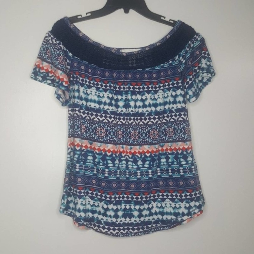 S French Laundry Lace Tribal Tee Striped Top D